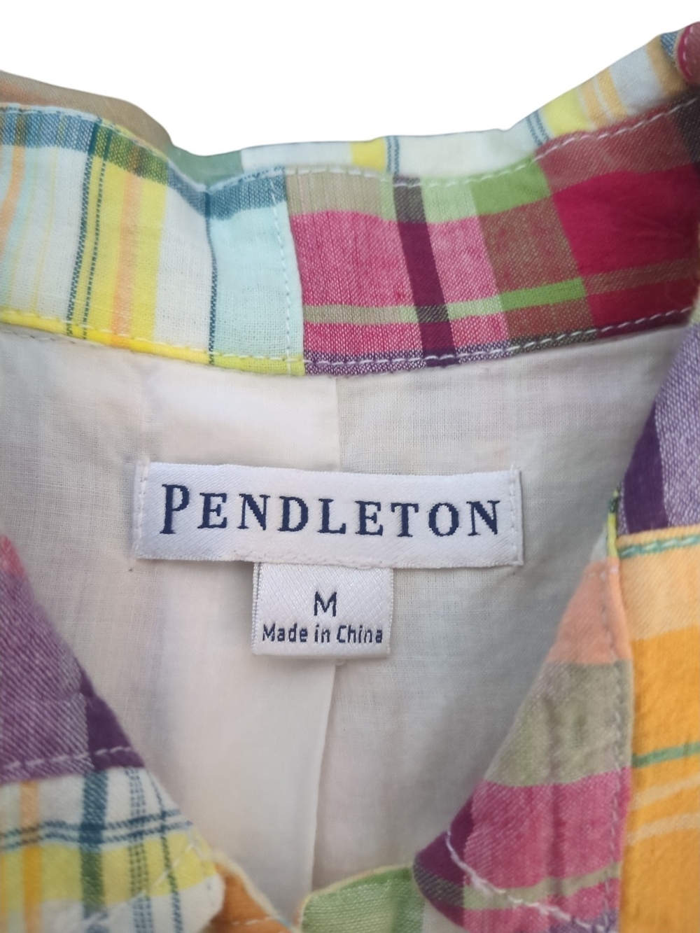 Vtg Pendleton Med Y2K Cotton Madras Plaid Patchwork Utility Cropped Jacket Boho - Picture 9 of 9